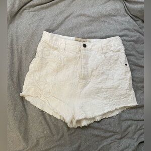Free people white embroidered denim shorts